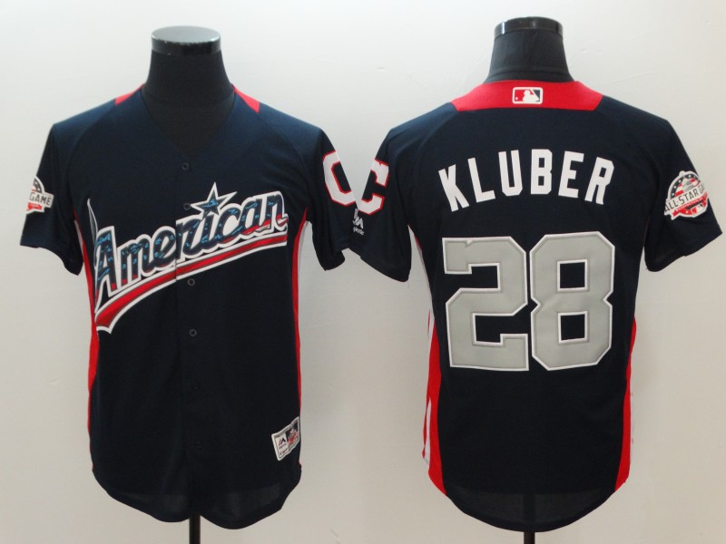 Men Cleveland Indians #28 Kluber blue Game 2018 All star MLB Jerseys->san diego padres->MLB Jersey